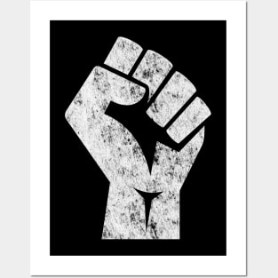 Big White Raised Fist Salute of Unity Solidarity Resistance Posters and Art